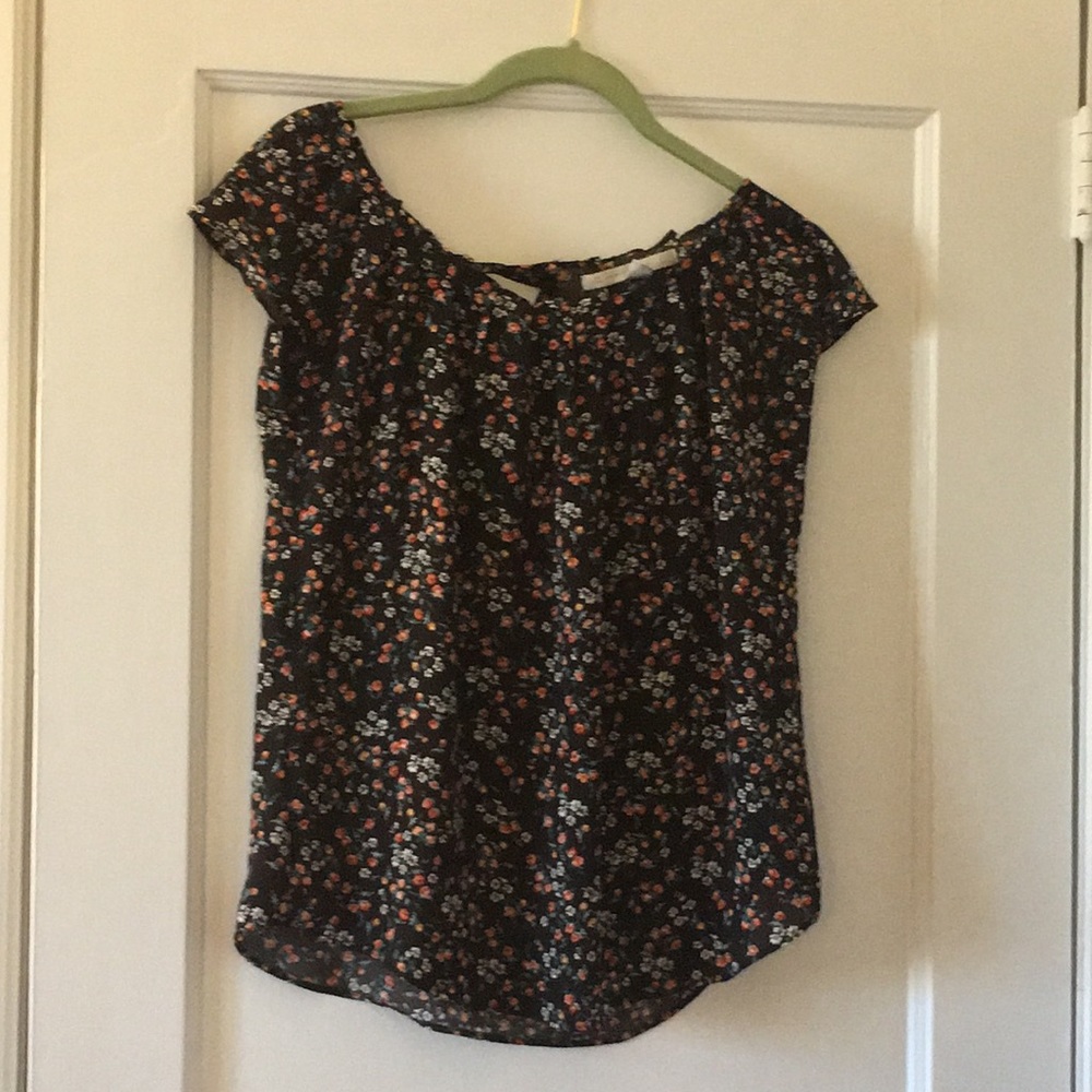 Lc Lauren Conrad Black print short sleeve blouse s
